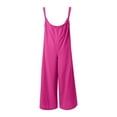 thumbnail image 4 of Miluxas Plus Size Jumpsuits for Women,Women's Sleeveless Loose Straps Solid High Waist Wide Leg Jumpsuit Rompers with Pocket On Hot Pink L(L), 4 of 5