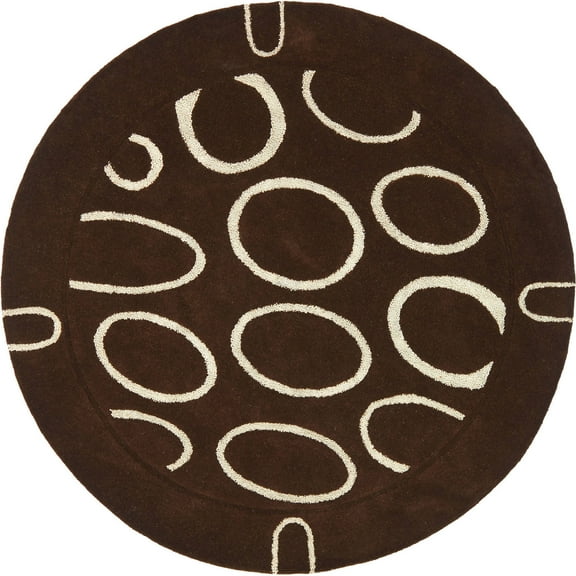 SAFAVIEH Soho Chason Geometric Wool Area Rug, Brown/Ivory, 6' x 6' Round