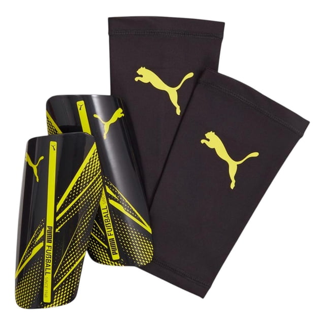 Espinilleras Puma Attacanto Sleeve Negro Amarillo Futbol S Negro