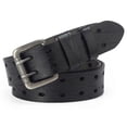 thumbnail image 2 of Men's leather double buckle classic ripped jeans belt, 2 of 5