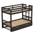 thumbnail image 4 of Twin Over Pull-out Bunk Bed with Trundle, Multi-Functional Wooden Bunk Bed Can for 4 People with Ladder and Safety Rail, Bottom Bed Can Convertible into Large Bed, 4 of 6