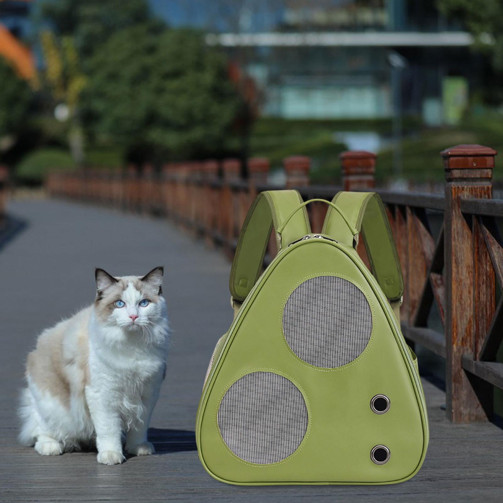 Bvdfgk Cat Carrier Backpack, Ventilated Mesh And Holes, Side Pocket, Small, Medium, Cat Green