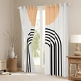 thumbnail image 3 of Manfei Geometric Circle Lines Curtains and Drapes,Abstract Stripes Aestheric Black Out Curtains,Beige Black Curtains Pack of 2 (52x63 Each) For Teens,Ultra Soft Home Decor, 3 of 6