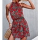 thumbnail image 3 of Vestido Con Cuello Halter Y Lazo En La Espalda Vestido Con Estampado Floral En La Cintura Elástica Vestido Con Cuello Halter En Estampado Floral Vestido Corto Con Cuello Halter En ANGGREK L rojo, 3 of 6