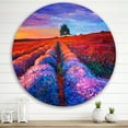 thumbnail image 2 of Designart 'Lavender Fields With Distant Tree & Sunset Glow' Farmhouse Circle Metal Wall Art 36x36 - Disc of 36, 2 of 5