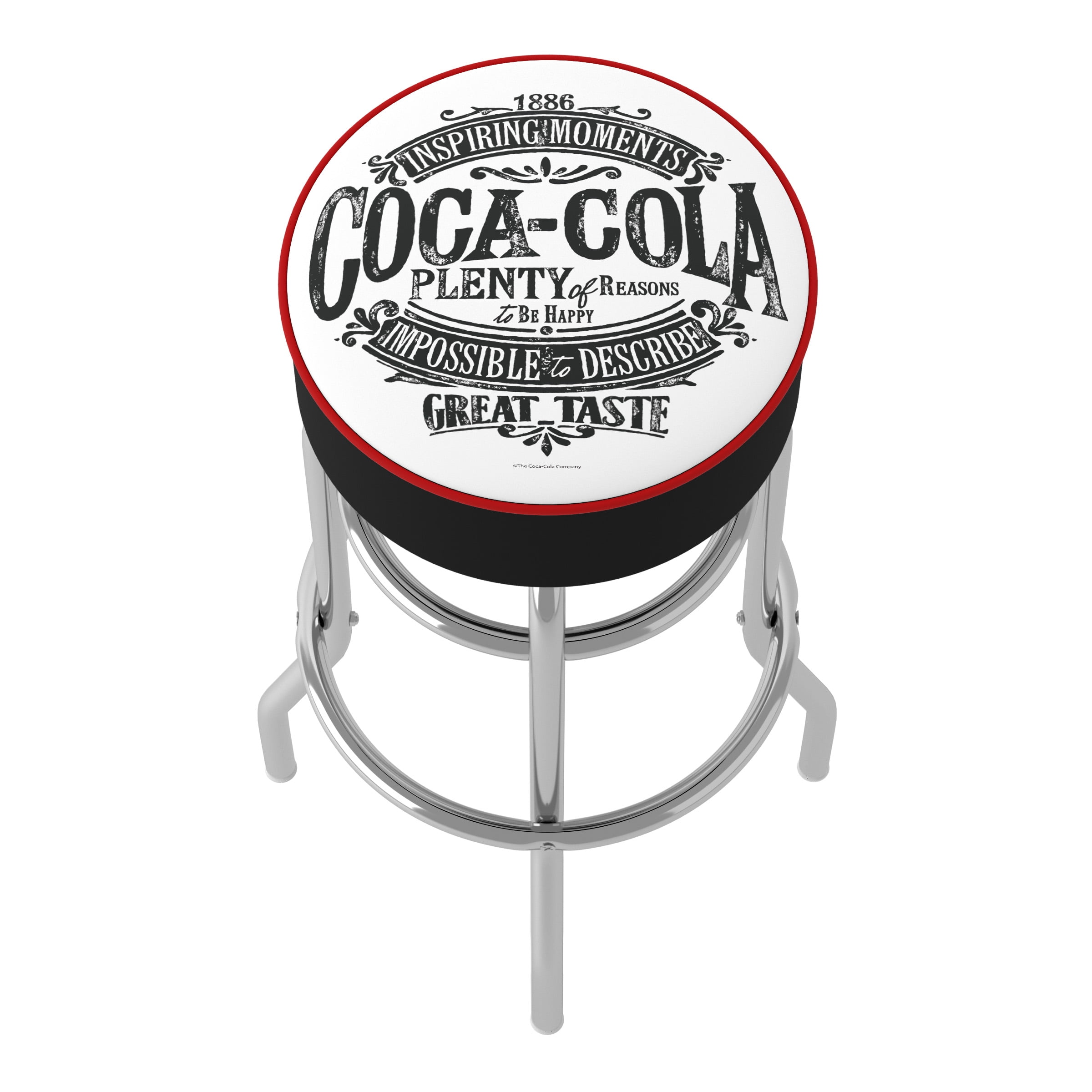 Trademark Gameroom Coca-Cola Brazil 1886 Vintage Bar Stool with Padded Seat