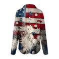thumbnail image 4 of vigerkar Women's Cotton and Linen Independence Day American Flag Floral Print Shirt (Wine, XL), 4 of 5