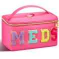 thumbnail image 1 of Estuche de maquillaje Geetery Chenille Letter Bag de nailon, color rojo rosa, 1 of 6