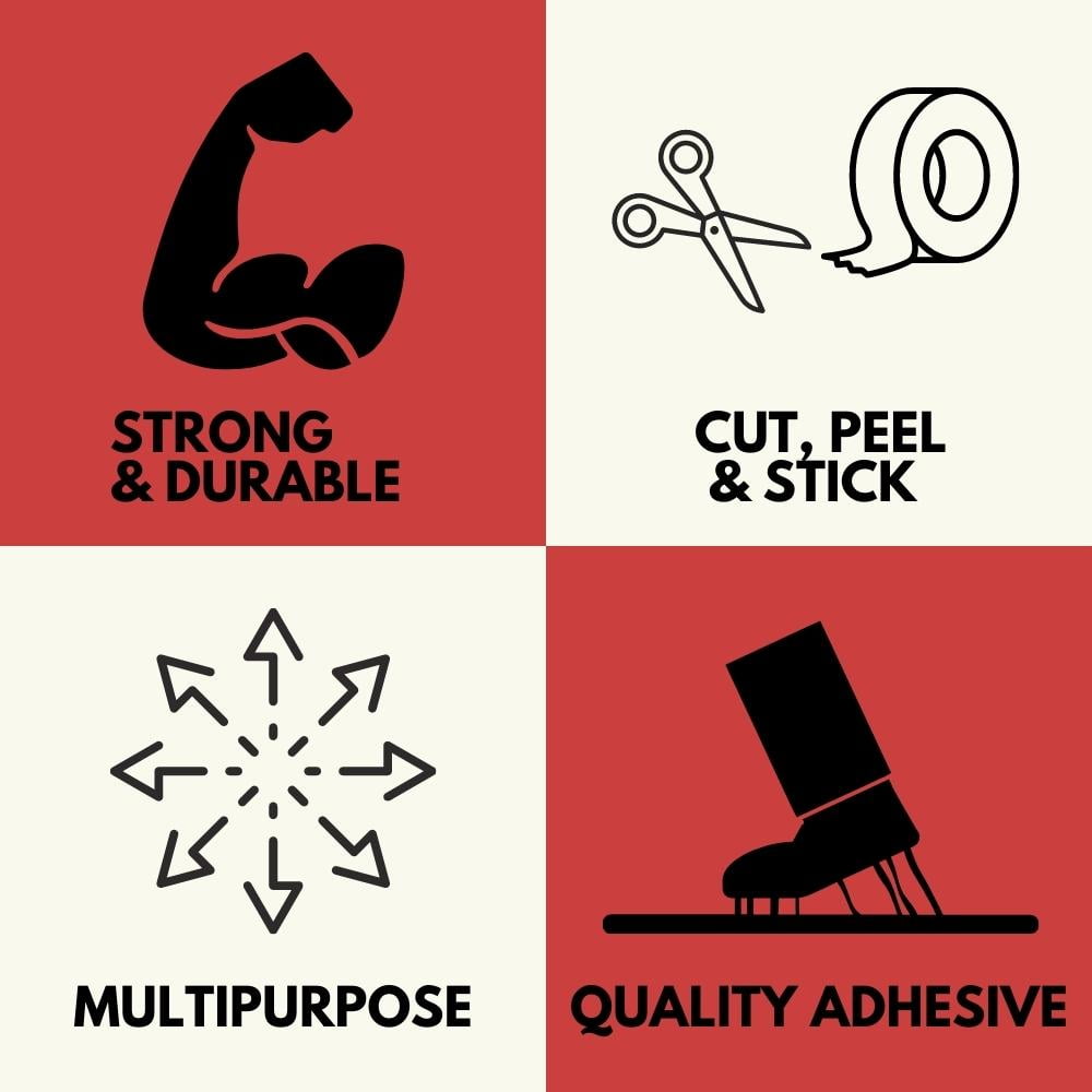 SSBM 3/8" x 180 Yards Red Poly Bag Sealing Tape 2.3 Mil Strong Adhesion Industrial Use, 96 Rolls