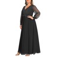 thumbnail image 3 of Vestido Pinup Fashion para mujer, talla grande, formal, de gasa negra, 3 of 6