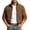 Brown jackets for men, variant on Men's Varsity Baseball Jacket Faux Suede Letterman Jacket with Waffle Sleeve Bomber Coat Casual, Versatile, Workwear Brown,S