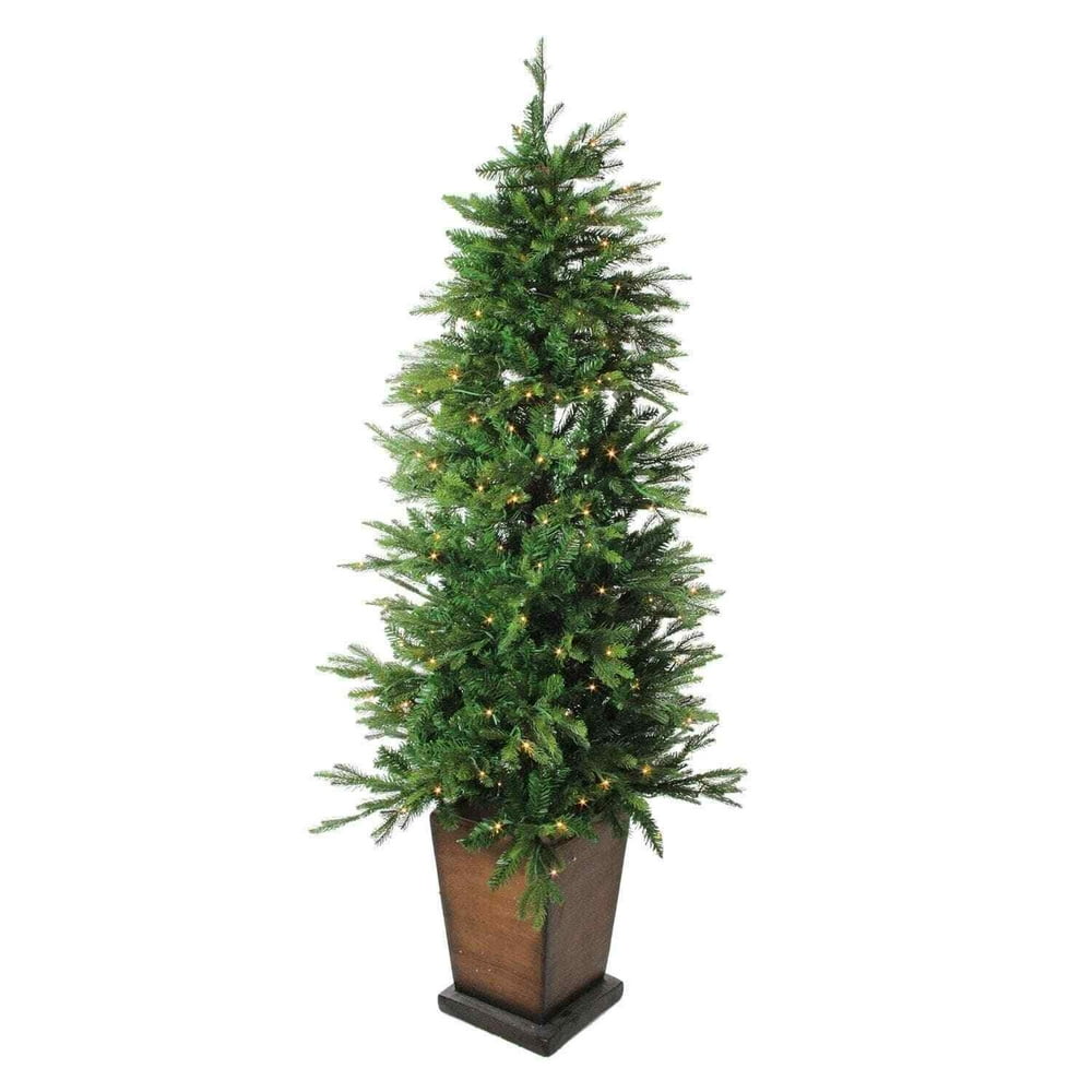 6 x 43" PreLit LED Potted Artificial Pine Christmas Tree Clear Lights