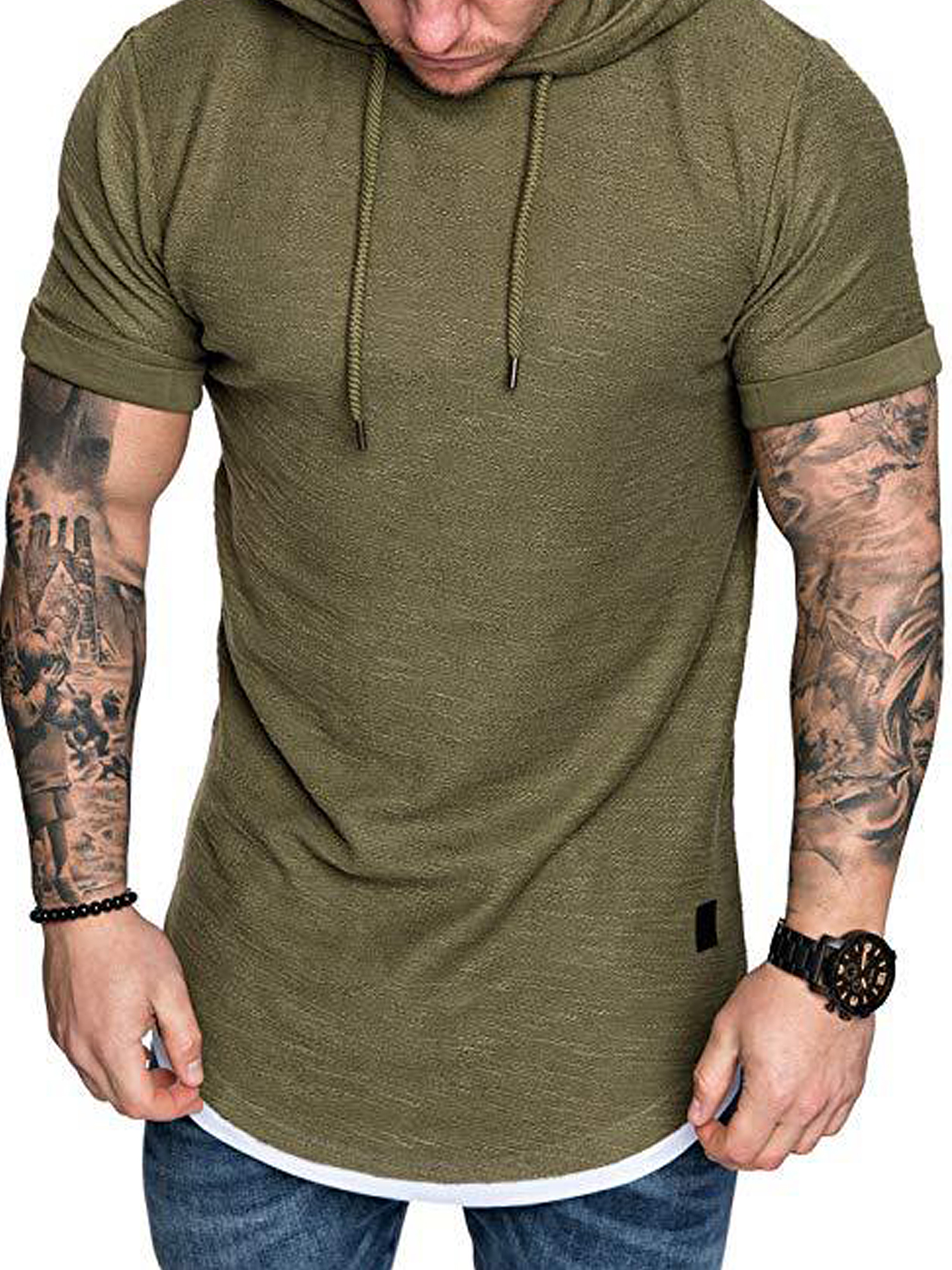 hooded short sleeve t shirt mens