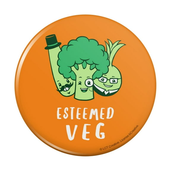 Esteemed Veg Steamed Vegetables Funny Humor Pinback Button Pin