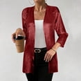 thumbnail image 4 of Warop Women's Solid Color 3/4 Sleeve Cardigan Top Casual Lightweight Outwear Shirt, 4 of 6