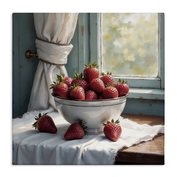 Strawberry Harvest in Window Canvas Wall Art, design by Lettered and Lined