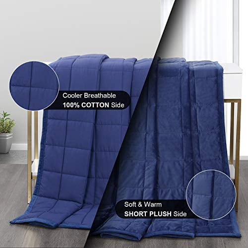 Haowaner Reversible Weighted Blanket Cool Cotton Top+Soft Minky Bottom