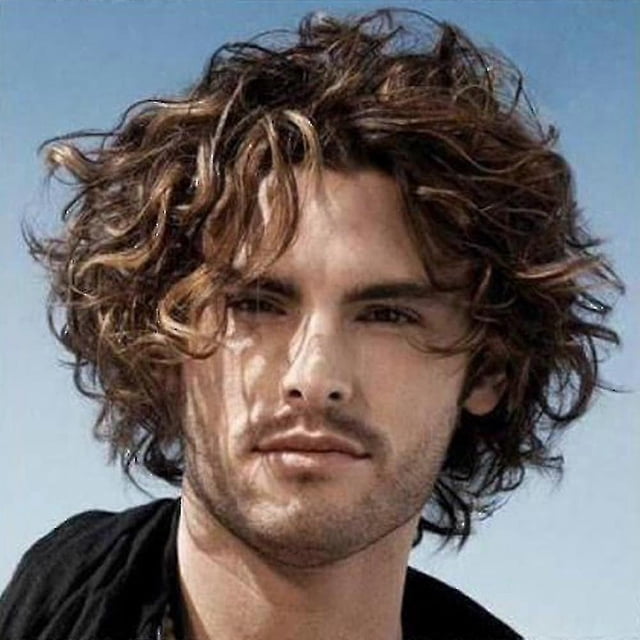 Men's Short Curly Hair Wig Natural Looking Synthetic Full Cap for Daily Use Cosplay