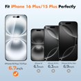 thumbnail image 2 of Protector de pantalla UnbreakCable para iPhone 16 Plus 15 Plus, paquete de 3 unidades, 6.7 pulgadas, 2 of 7