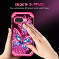 thumbnail image 7 of Casetego For Google Pixel 9A Case,Glow in The Dark Three Layer Heavy Duty Shockproof Protection Hard Plastic Bumper+Soft Silicone Protective Case For Women Girls,Rose Pink Butterfly, 7 of 7
