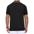 thumbnail image 3 of INSPIRE CHIC Men's Knitted Polo Shirt Ribbed Hem Short Sleeve Textured Shirts L Black, 3 of 6