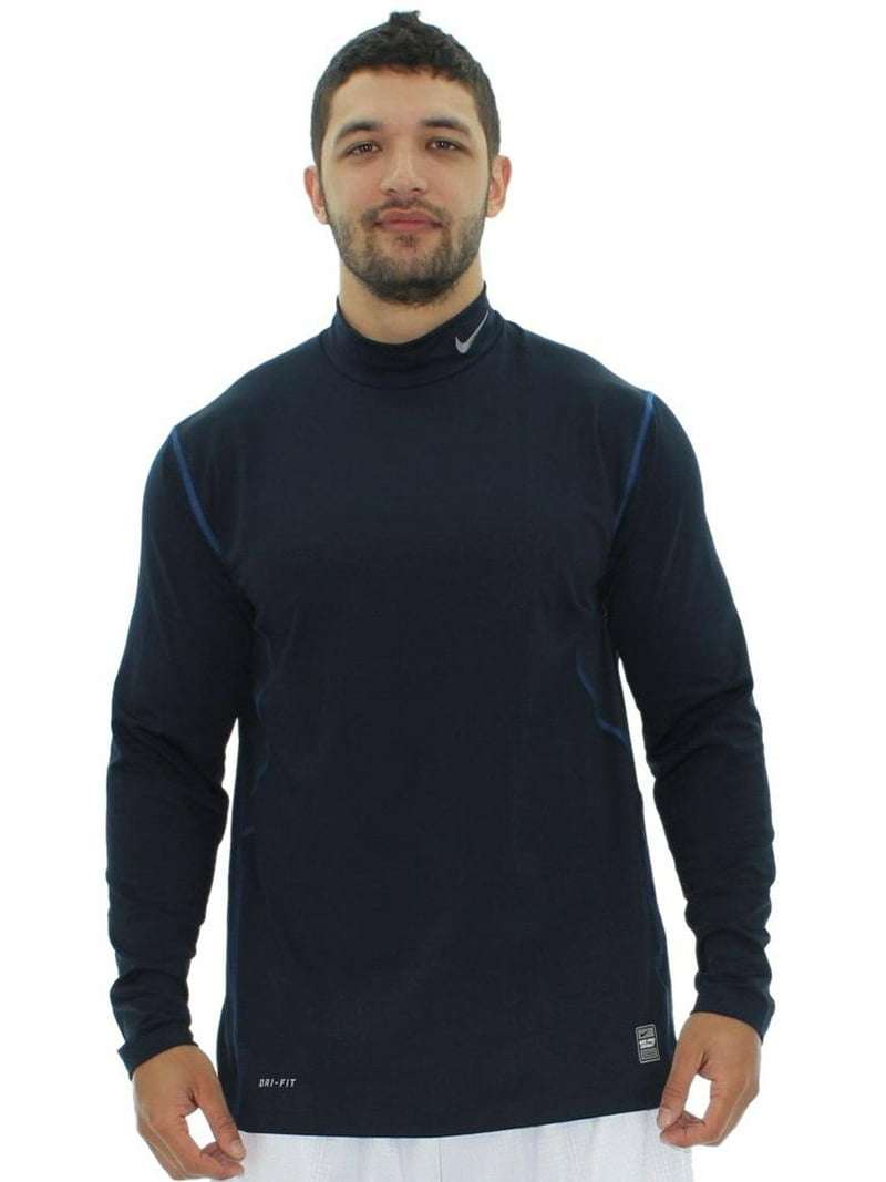 Solo haz En riesgo al límite Nike Pro Combat Men's Hyperwarm Fitted Long Sleeve Shirt Blue - Walmart.com
