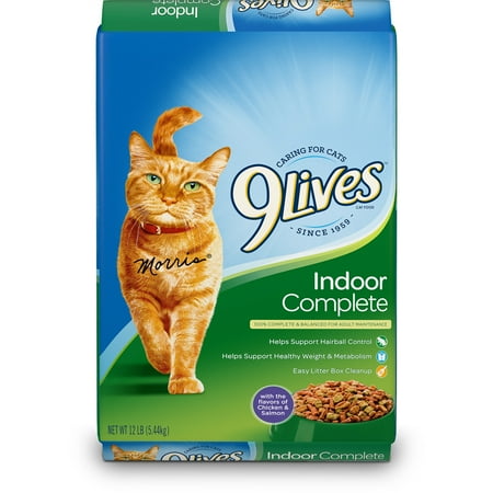 9Lives Indoor Complete Dry Cat Food, 12 lb (Best Complete Cat Food)