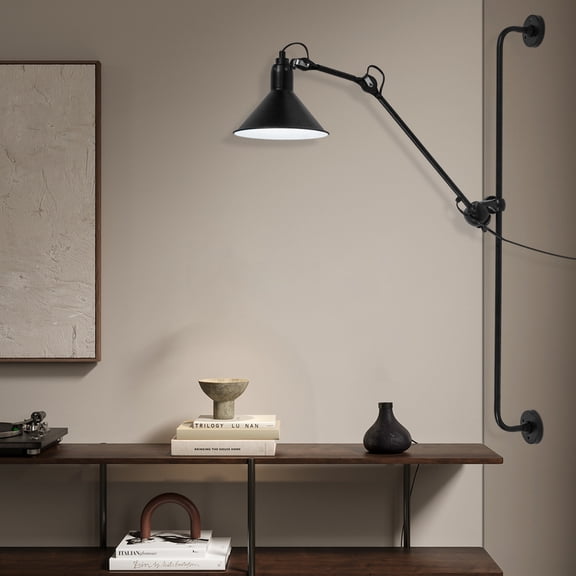 Modern Black Wall Lamp, Bedside Light Fixture LED- Adjustable Iron Sconce for Bedroom, Living Room & Office - E26/E27 Compatible