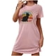 thumbnail image 2 of Camisón corto de talla grande para mujer, camisón de manga corta con estampado de pecho a la moda, camisón para mujer, 2 of 7