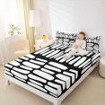 thumbnail image 4 of Manfei Cartoon Geometric Stripe Full Size Sheets,Lines Pattern Bed Sheets,White Black Sheet Sets For Kids,Ultra Soft Home Decor,4 Pieces, 4 of 7