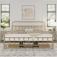 thumbnail image 5 of Topeakmart Metal Bed Frame Spindle Headboard and Footboard, Antique Gold, King, 5 of 7