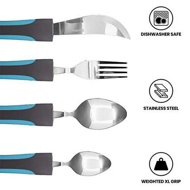 BUNMO Adaptive Utensils - Weighted Knives Forks and Spoons Silverware Set  for Elderly People Disability Parkinsons Arthritis Aid Handicapped Hand