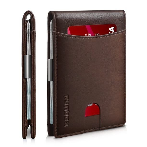 Cartera Delgada con Clip para Dinero RUNBOX Bloqueo RFID para 11 Tarjetas