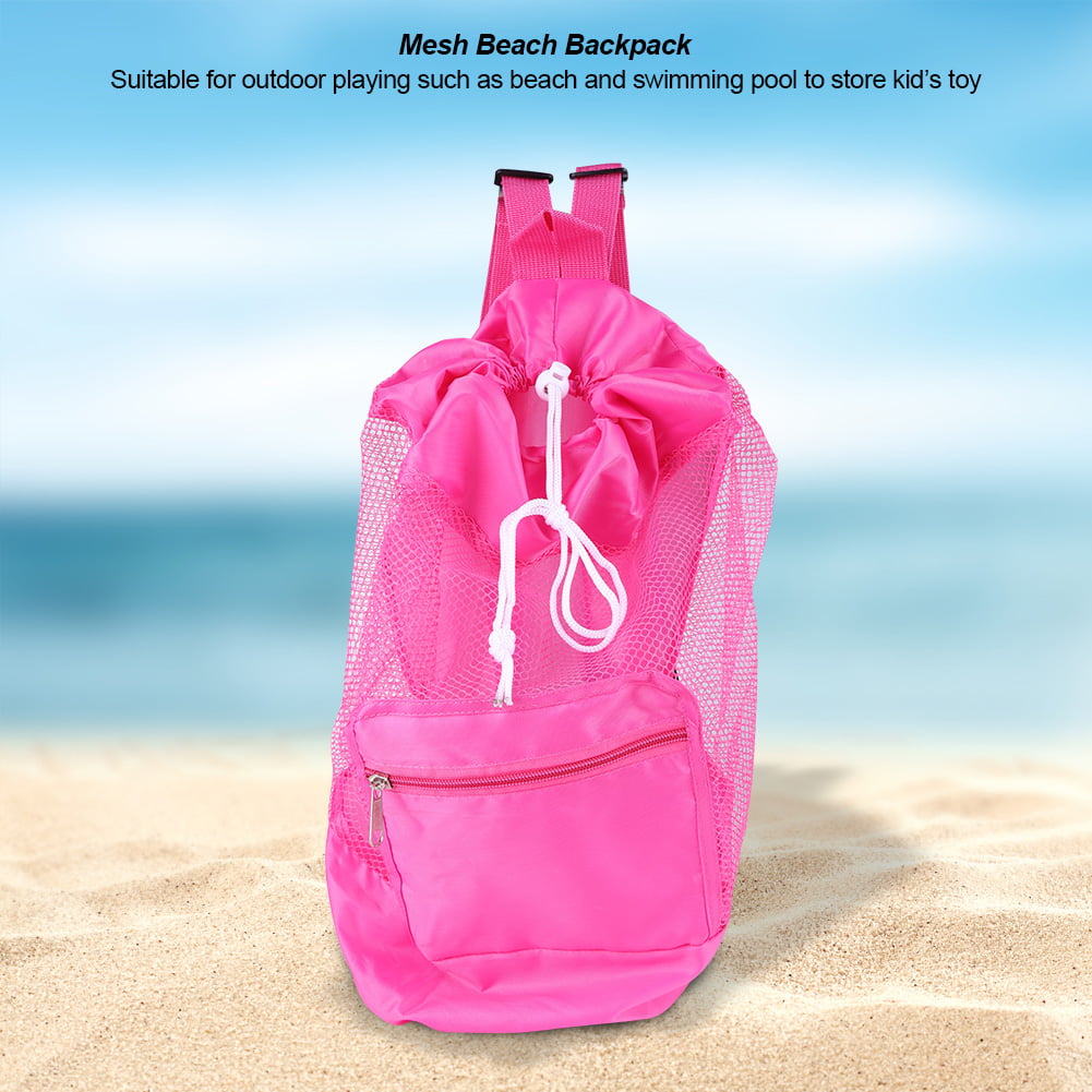 Portable Children Kids Mesh Drawstring Backpack Summer Outdoor Beach Shell Toy Storage Bag Beach Mesh Tote Bag 