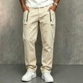 thumbnail image 5 of cfhntfmh Straight Leg Pants Men Casual Stretch Work Pants Loose Fashion Elastic Waisted Pants with Pockets (Khaki,X-Large), 5 of 6