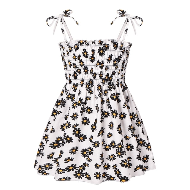 EYIIYE Robe Dos Nu pour Fille, Imprimé, Sans Manches, Robe d'Été