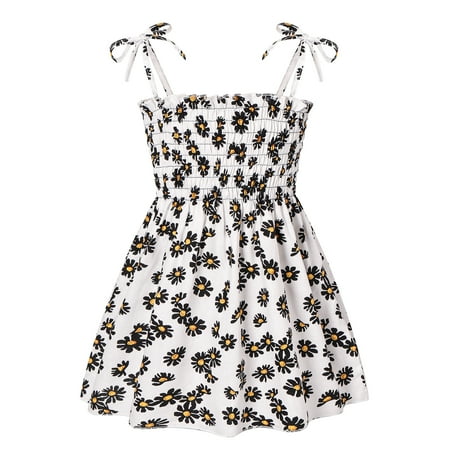 

AmShibel Toddler Kids Girls Summer Dresses Sunflower Print Sleeveless Strap Sundress