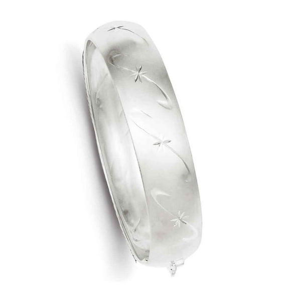 Primal Silver Sterling Silver Polished, Diamond-cut and Textured Adjustable Bangle