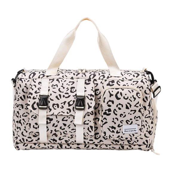 Trendy Cow Leopards Print Sports Bag Practical Oxford Fabric Multi Compartment Design Water Gym Swim Travel Ac