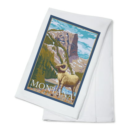 Montana, Last Best Place - Big Horn Sheep - Lantern Press Original Poster (100% Cotton Kitchen (The Best Place For Afternoon Tea In London)