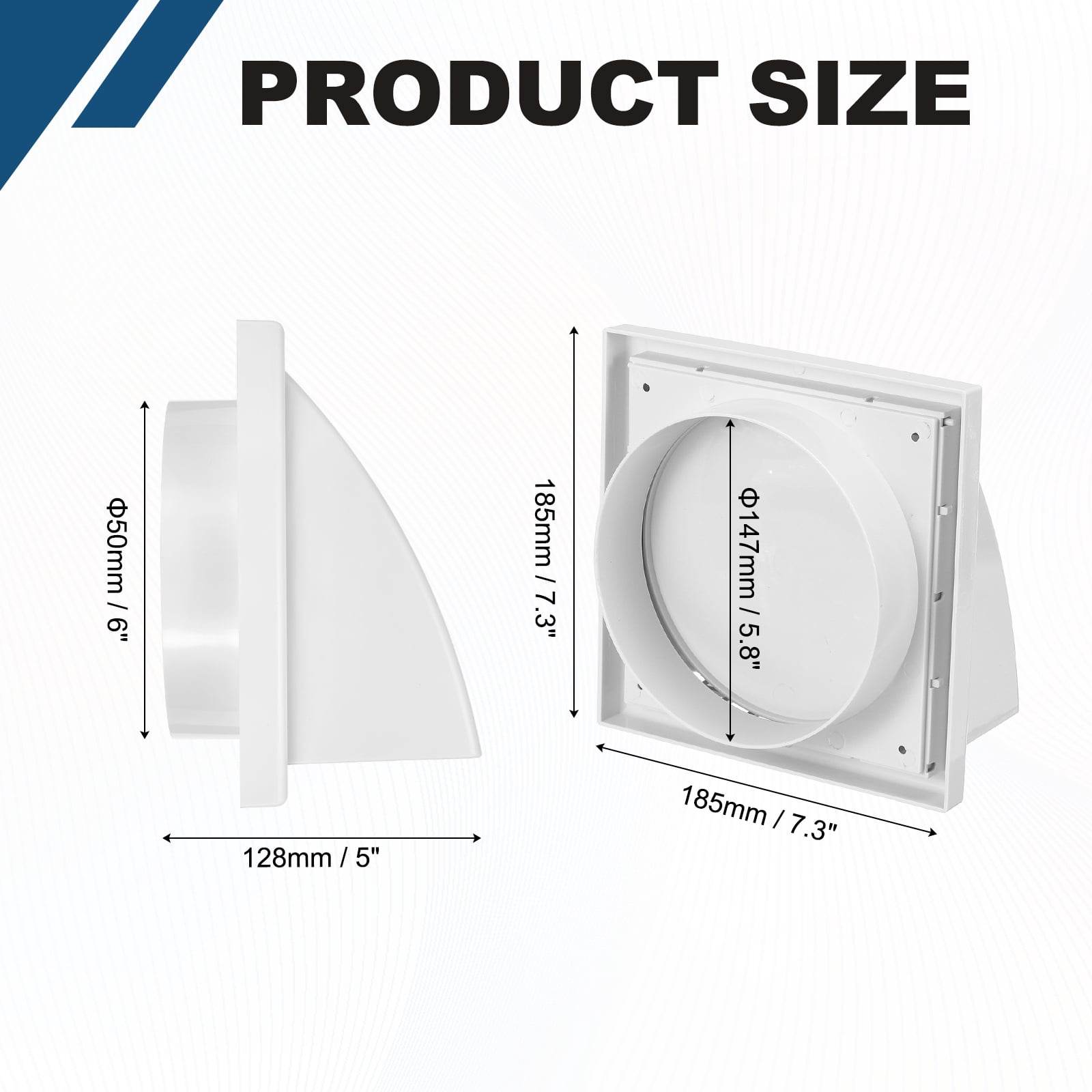 Uxcell Dryer Vent Cover  (6" OD)  - Exterior Wall Air Vent Covers ABS Plastic Weatherproof Protection Hood with Backdraft Damper for Kitchen/Bathroom/Garage/Outdoor, White