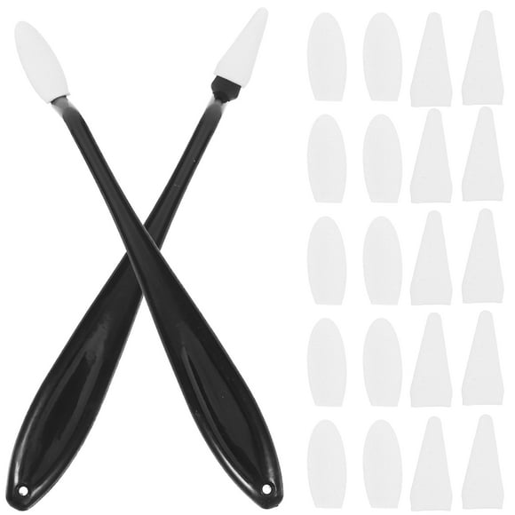 Juego de 2 pinceles de esponja para frotar bocetos, esponja para mezclar artistas, herramientas de licuadoras de arte para dibujar con cabezal de 20 piezas de repuesto para borrar de pintura de artis