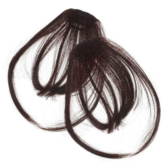 GOOHOCHY Clip In Bangs Hair Extensions for Women with High Temperature Fiber Brown Color 2pcs