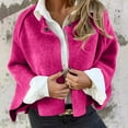 thumbnail image 2 of UYISJ Sherpa Fleece Jacket Women Oversized Open Front Cardigan Sweaters Button Up Coat Cotton Fall Winter Outerwear Hot Pink S, 2 of 6