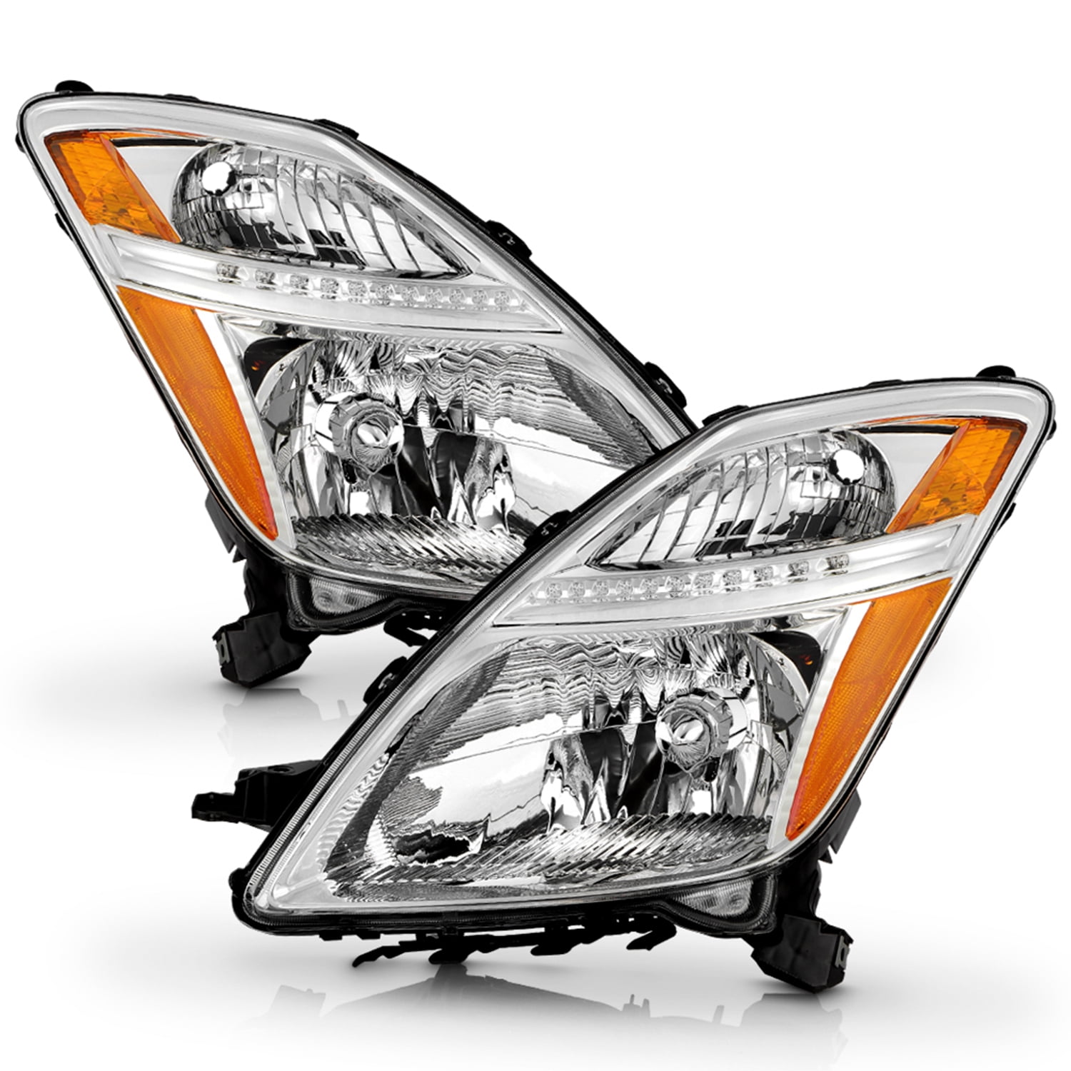 AKKON - For 2006-2009 Toyota Prius Hybrid OE Style Chrome Headlights [Halogen Type Only] Driver and Passenger Side Assembly