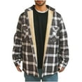 thumbnail image 6 of Feancey Mens Sherpa Fleece Lined Flannel Shirt Jacket Winter Button Down Lapel Plaid Coats Loose Fit Casual Thicken Plush Warm Jackets with Pockets Coffee M, 6 of 10
