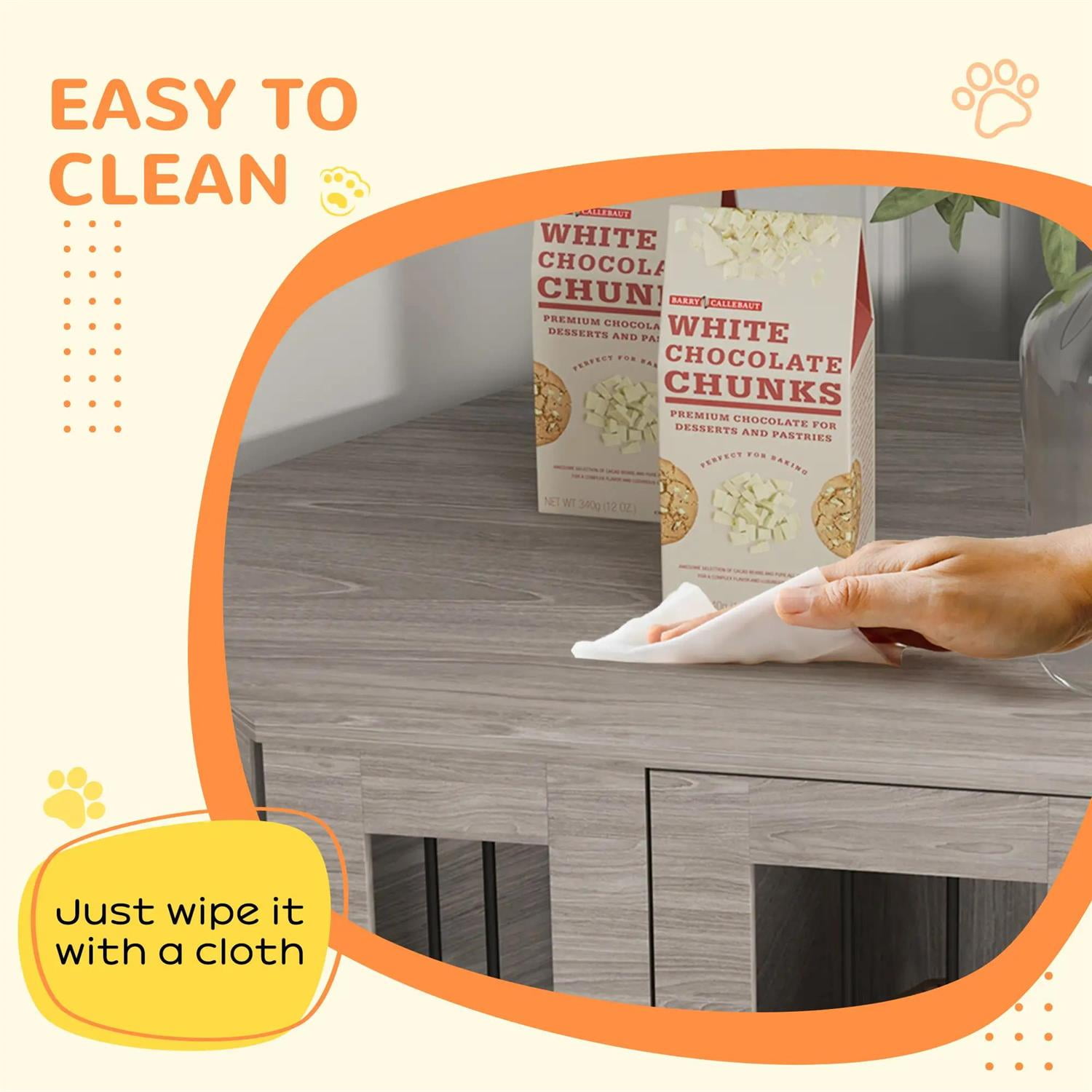 Pefilos 41" Corner Dog Crate Furniture with Cushion, Wooden Kennel Table, Indoor Dog House for Medium Dogs, Gray