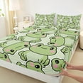 thumbnail image 3 of Manfei Cute Frog Twin Sheet Sets,Rustic Wild Animal Twin Fitted Sheet,Cartoon Frog Flat Sheet For Kids,Luxury Bedroom Decor,3-Piece, 3 of 7