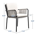 thumbnail image 4 of DEXTRUS Outdoor Dining Chair Set of 2, Rope Woven Design Bistro Chairs, Indoor-Outdoor Armchair Seating - Green and Grey, 4 of 8