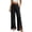 Black, variant on Women's Cotton High Waist Drawstring Wide Leg Pants Elastic Waist Split Hem Straight Leg Trousers with Side Pockets